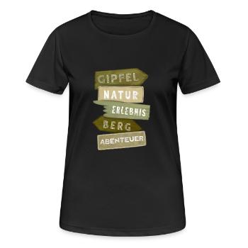 Outdoor Signpost Mountain Adventure Experience Gift - Women's Breathable T-Shirt - black - Front - AI Model Female 172 light (172cm)