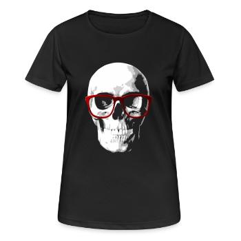 Nerd totenkopf für Geeks - Frauen T-Shirt atmungsaktiv - Schwarz - Vorne - AI Model Female 172 light (172cm)
