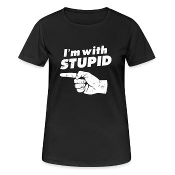 I'm with stupid - funny and funny gift - Women's Breathable T-Shirt - black - Front - AI Model Female 172 light (172cm)