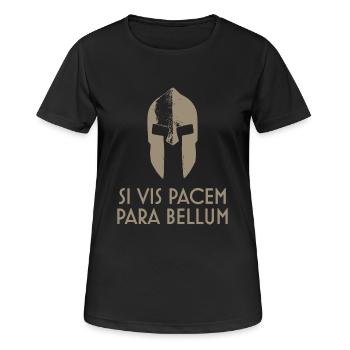 Ligne latin Spartan Helm Si Vis Pacem Para Bellum - T-shirt respirant Femme - noir - Devant - AI Model Female 172 light (172cm)