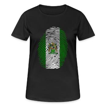Rhodesian Flagge Fingerabdruck - Frauen T-Shirt atmungsaktiv - Schwarz - Vorne - AI Model Female 172 light (172cm)