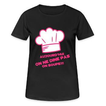 on soupe!!! - T-shirt respirant Femme - noir - Devant - AI Model Female 172 light (172cm)