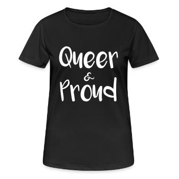 Queer & Fier - T-shirt respirant Femme - noir - Devant - AI Model Female 172 light (172cm)