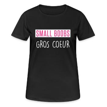 small boobs gros coeur - T-shirt respirant Femme - noir - Devant - AI Model Female 172 light (172cm)