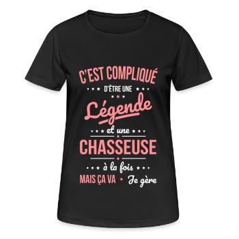 Compliqué d'être une légende et une chasseuse - T-shirt respirant Femme - noir - Devant - AI Model Female 172 light (172cm)