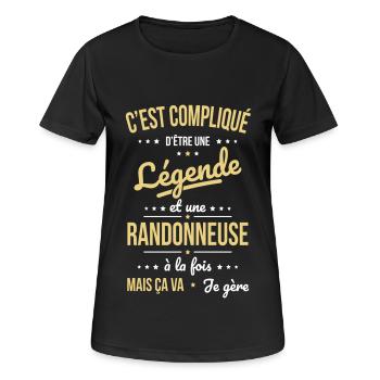 Compliqué d'être une légende et une randonneuse - T-shirt respirant Femme - noir - Devant - AI Model Female 172 light (172cm)