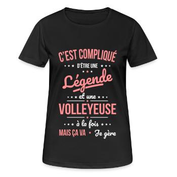 Compliqué d'être une légende et une volleyeuse - T-shirt respirant Femme - noir - Devant - AI Model Female 172 light (172cm)