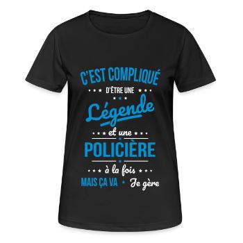 Compliqué d'être une légende et une policière - T-shirt respirant Femme - noir - Devant - AI Model Female 172 light (172cm)