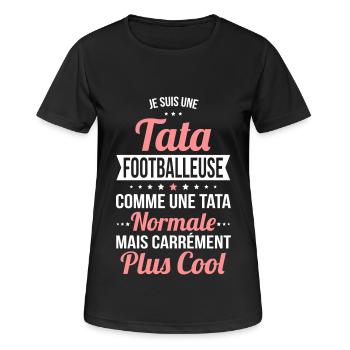 Tata footballeuse comme une tata normale plus cool - T-shirt respirant Femme - noir - Devant - AI Model Female 172 light (172cm)