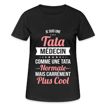 Tata médecin comme une tata normale plus cool - T-shirt respirant Femme - noir - Devant - AI Model Female 172 light (172cm)