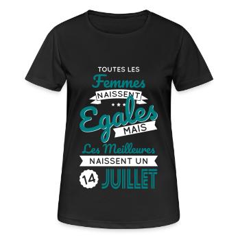 Anniversaire - Les meilleures naissent 14 Juillet - T-shirt respirant Femme - noir - Devant - AI Model Female 172 light (172cm)