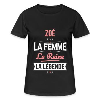 Zoé - La Femme - La Reine - La Légende - T-shirt respirant Femme - noir - Devant - AI Model Female 172 light (172cm)