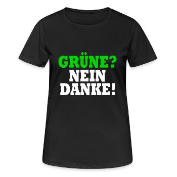 grüne nein danke - Frauen T-Shirt atmungsaktiv - Schwarz - Vorne - AI Model Female 172 light (172cm)