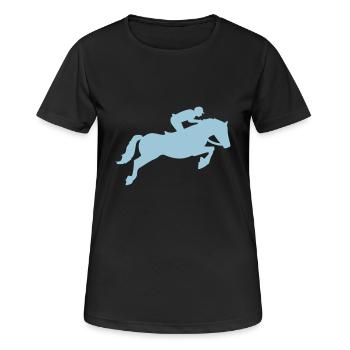 Show jumping - Women's Breathable T-Shirt - black - Front - AI Model Female 172 light (172cm)