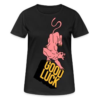 GOOD LUCK | Retro | Vintage | Design - Frauen T-Shirt atmungsaktiv - Schwarz - Vorne - AI Model Female 172 light (172cm)
