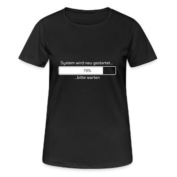 System Neustart - Frauen T-Shirt atmungsaktiv - Schwarz - Vorne - AI Model Female 172 light (172cm)