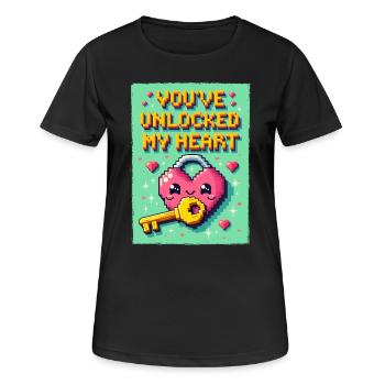 Tu as déverrouillé mon cœur - Pixel Herz - T-shirt respirant Femme - noir - Devant - AI Model Female 172 light (172cm)