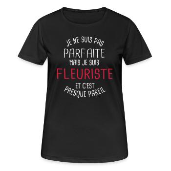 Pas parfaite mais fleuriste - T-shirt respirant Femme - noir - Devant - AI Model Female 172 light (172cm)