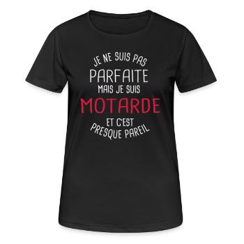 Pas parfaite mais motarde - T-shirt respirant Femme - noir - Devant - AI Model Female 172 light (172cm)