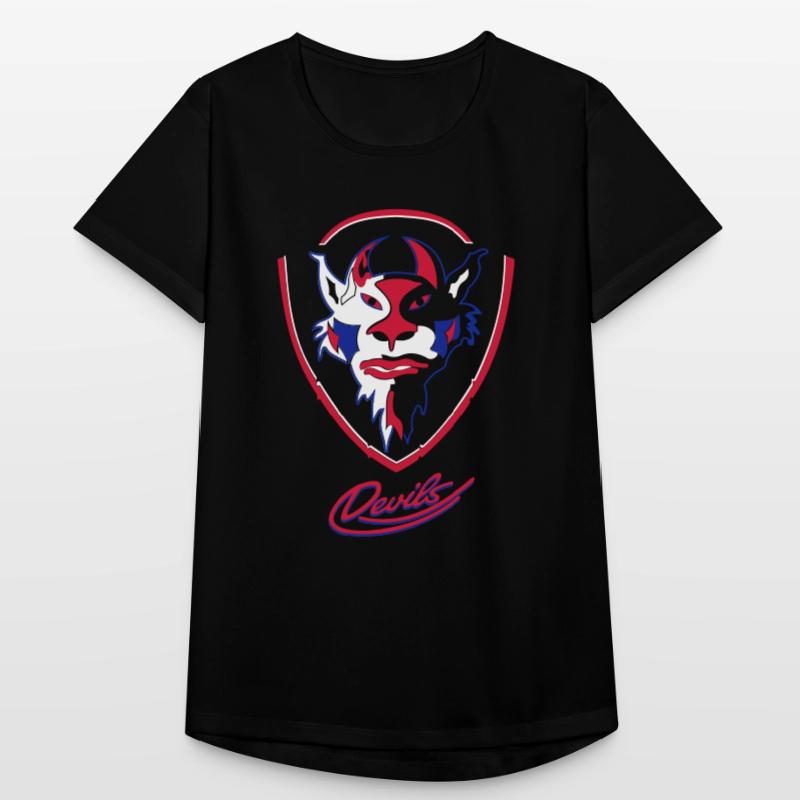 Sehnde Devils Logo mit Devils Script Frauen T-Shirt atmungsaktiv