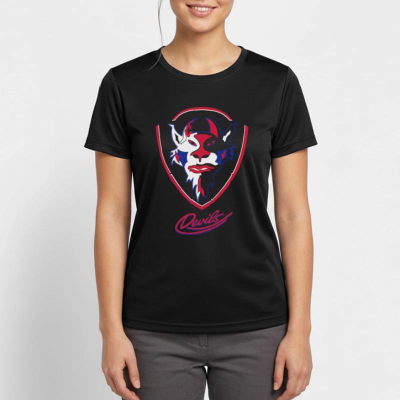 Sehnde Devils Logo mit Devils Script Frauen T-Shirt atmungsaktiv