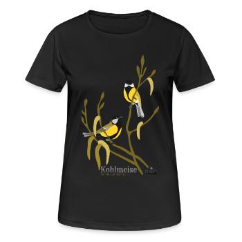 Kohlmeise - Frauen T-Shirt atmungsaktiv - Schwarz - Vorne - AI Model Female 172 light (172cm)