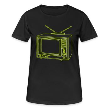 Fernseher Fernsehapparat - Frauen T-Shirt atmungsaktiv - Schwarz - Vorne - AI Model Female 172 light (172cm)