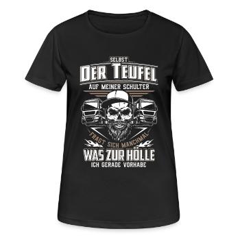 Trucker LKW-Fahrer Fernfahrer LKW Brummi Truck - Frauen T-Shirt atmungsaktiv - Schwarz - Vorne - AI Model Female 172 light (172cm)