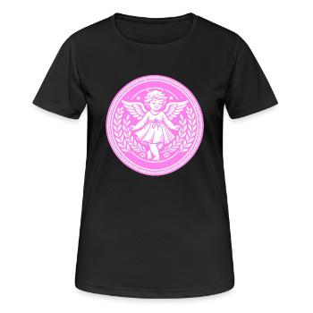 Logo de l’ange gardien - T-shirt respirant Femme - noir - Devant - AI Model Female 172 light (172cm)