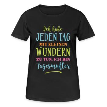 Tagesmutter - Kleine Wunder - Frauen T-Shirt atmungsaktiv - Schwarz - Vorne - AI Model Female 172 light (172cm)