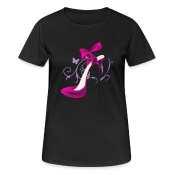 High-Heel - Frauen T-Shirt atmungsaktiv - Schwarz - Vorne - AI Model Female 172 light (172cm)
