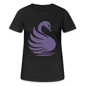 Elegante Schwan-Silhouette: Anmut auf dem Wasser - Frauen T-Shirt atmungsaktiv - Schwarz - Vorne - AI Model Female 172 light (172cm)
