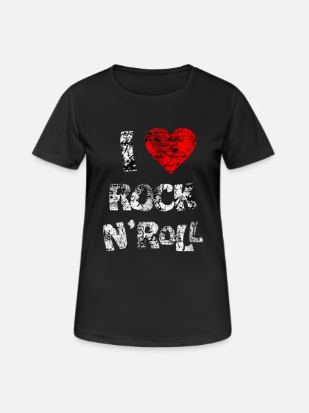 I LOVE ROCK N'ROLL - Women's Breathable T-Shirt - black