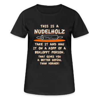 Nudelholz - Frauen T-Shirt atmungsaktiv - Schwarz - Vorne - AI Model Female 172 light (172cm)