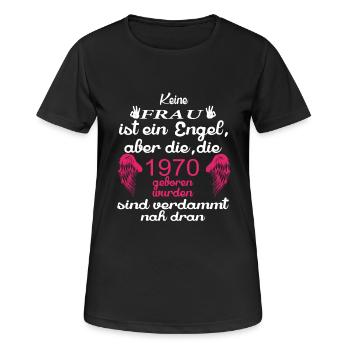Frau Engel 1970 - Frauen T-Shirt atmungsaktiv - Schwarz - Vorne - AI Model Female 172 light (172cm)