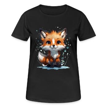 Kleiner süßer Fuchs - Frauen T-Shirt atmungsaktiv - Schwarz - Vorne - AI Model Female 172 light (172cm)