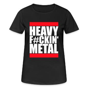 Heavy F#ckin' Metal Hard Rock Musique Texte Citation amusante - T-shirt respirant Femme - noir - Devant - AI Model Female 172 light (172cm)