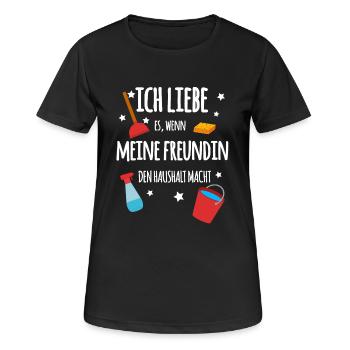 Freund und Freundin Haushalt - Frauen T-Shirt atmungsaktiv - Schwarz - Vorne - AI Model Female 172 light (172cm)