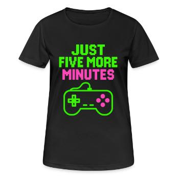 Just Five Minutes Gamer Pixel Design Geek Gaming - Women's Breathable T-Shirt - black - Front - AI Model Female 172 light (172cm)