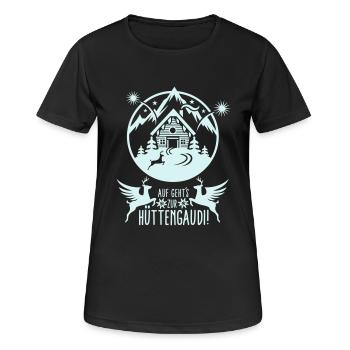 Hüttengaudi - Frauen T-Shirt atmungsaktiv - Schwarz - Vorne - AI Model Female 172 light (172cm)