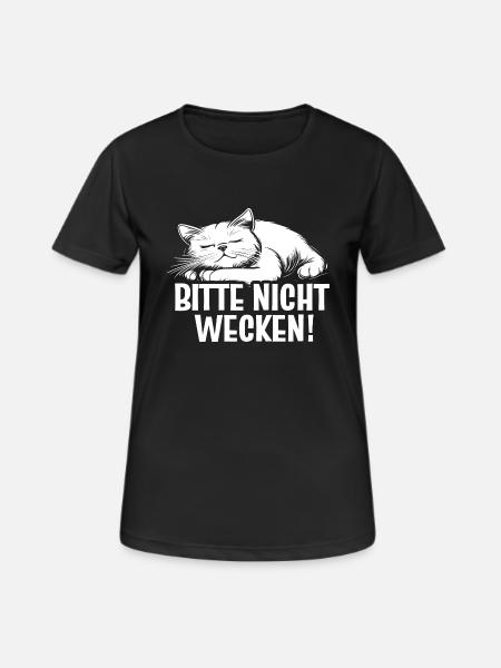 Bitte nicht wecken! | Katze - Frauen T-Shirt atmungsaktiv - Schwarz