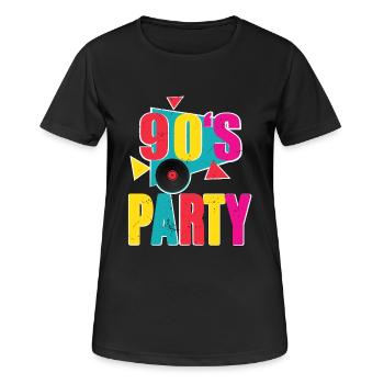 90s Party - Frauen T-Shirt atmungsaktiv - Schwarz - Vorne - AI Model Female 172 light (172cm)