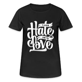 Hass zu Liebe wandeln - Frauen T-Shirt atmungsaktiv - Schwarz - Vorne - AI Model Female 172 light (172cm)