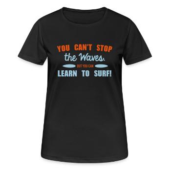 Learn to surf - Women's Breathable T-Shirt - black - Front - AI Model Female 172 light (172cm)