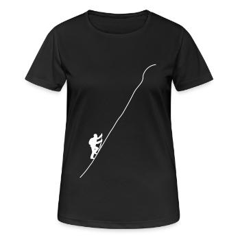 Bergwanderer an steilem Hang - Frauen T-Shirt atmungsaktiv - Schwarz - Vorne - AI Model Female 172 light (172cm)