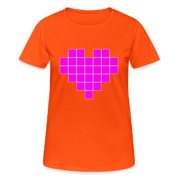 Coeur de pixel rose - T-shirt respirant Femme - orange néon - Devant - AI Model Female 172 dark (172cm)