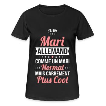 J'ai un mari Allemand plus cool - T-shirt respirant Femme - noir - Devant - AI Model Female 172 light (172cm)