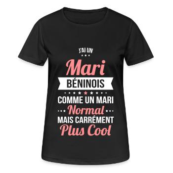 J'ai un mari Béninois plus cool - T-shirt respirant Femme - noir - Devant - AI Model Female 172 light (172cm)