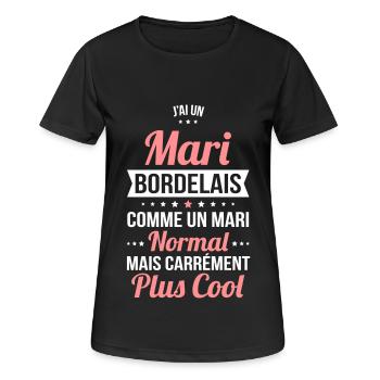 J'ai un mari Bordelais plus cool - T-shirt respirant Femme - noir - Devant - AI Model Female 172 light (172cm)