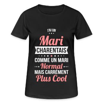 J'ai un mari Charentais plus cool - T-shirt respirant Femme - noir - Devant - AI Model Female 172 light (172cm)